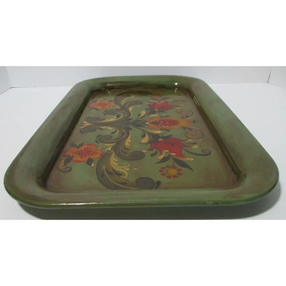 Vintage Metal Wood Grain Hand Painted Tray By J. Hickey Black Forest Colorado 71